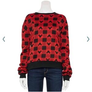 Red and Black Patterned Women's Sweater